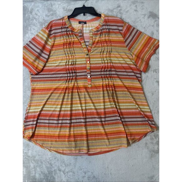 Cocomo Woman Plus 3X Multicolor Striped Boho Button Blouse - Picture 2 of 8